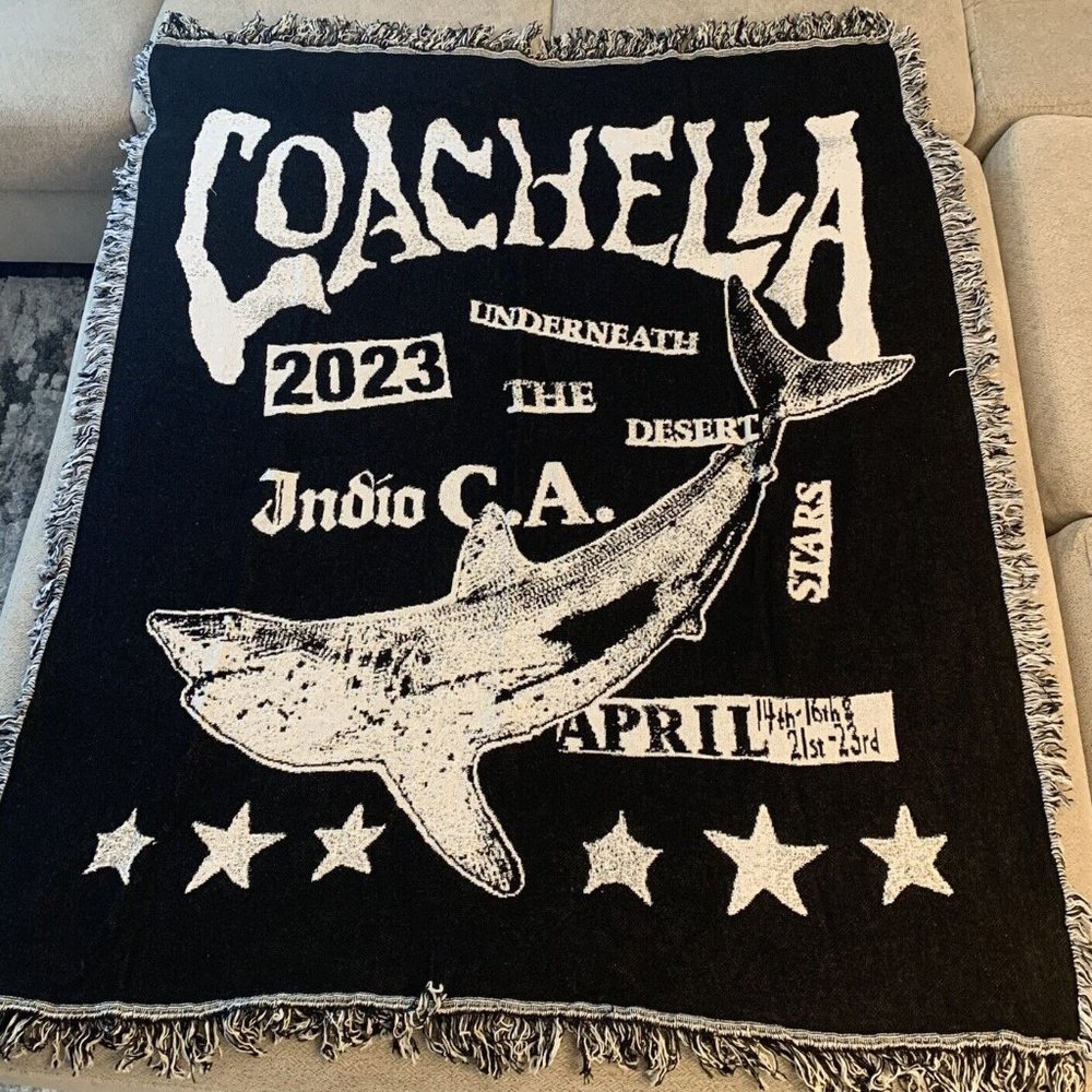 Coachella 2023 Under The Desert Stars Disco Shark Blanket